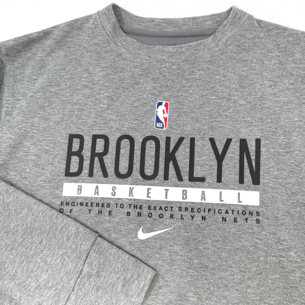 Nike Dri-FIT Brooklyn Nets NBA Basketball Sweatshirt Gray Mens XL CN5921-063